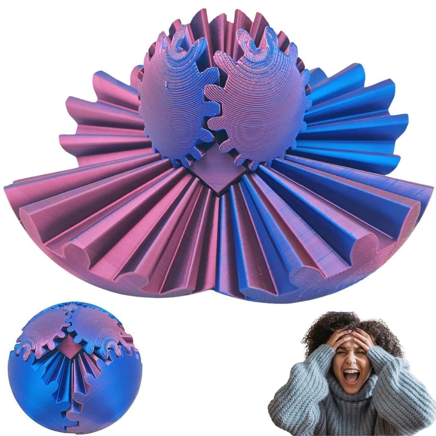 Gear Ball 3D Printed Gear Ball Spin Ball OR Cube Fidget Toy Gear Sphere Relieves Stress Anxiety Fidget Toys for ensory Needs and Autism Gear Ball Fidget Toy - aydens bidness