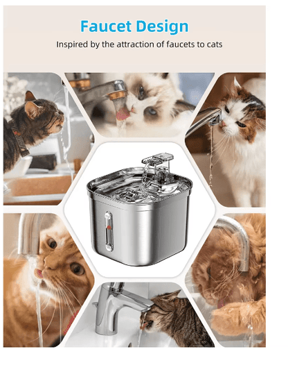 2.2L Stainless Steel Cat Water Fountain with Filters - aydens bidness