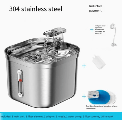 2.2L Stainless Steel Cat Water Fountain with Filters - aydens bidness