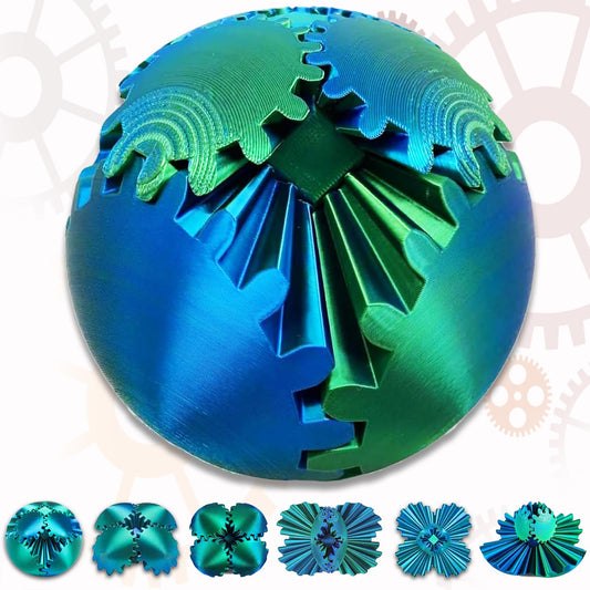 Gear Ball 4-inch 3D Printed Gear Ball Fidget Toy Cube Spin Ball Gear Sphere Sphere Desk Toy Cool Toys for Kids and Adults Fidget Toy for Stress and Anxiety Relaxing - aydens bidness
