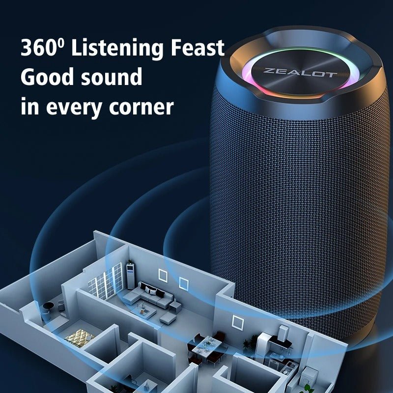Zealot S49 20W Portable Bluetooth Speaker with 360° Sound - aydens bidness